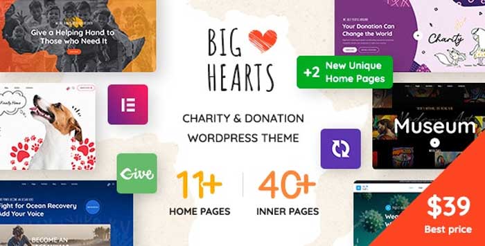 Download free BigHearts  - Charity & Donation WordPress Theme