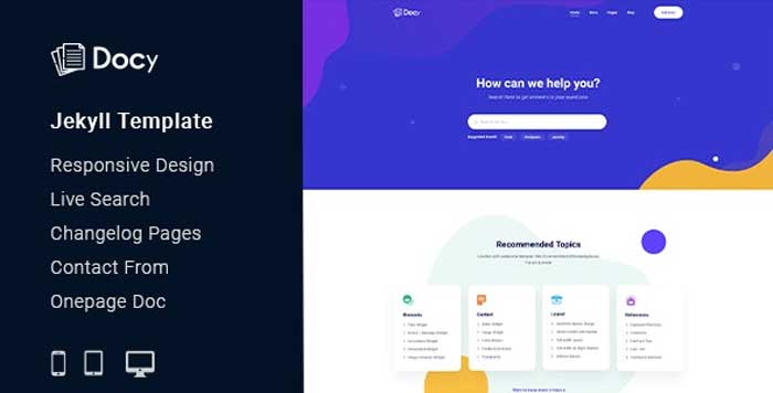 Download free  Docy  - Documentation And Knowledge Base Jekyll Template