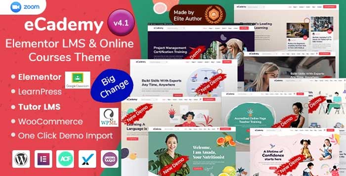 Download Free eCademy - Elementor LMS & Online Courses Theme