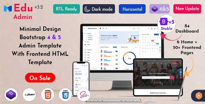 Free download Eduadmin v3.2 - Responsive Bootstrap 5 Admin Template Dashboard