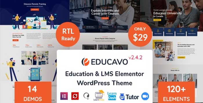 Educavo v2.8.0 - Online Courses & Education WordPress Theme free download