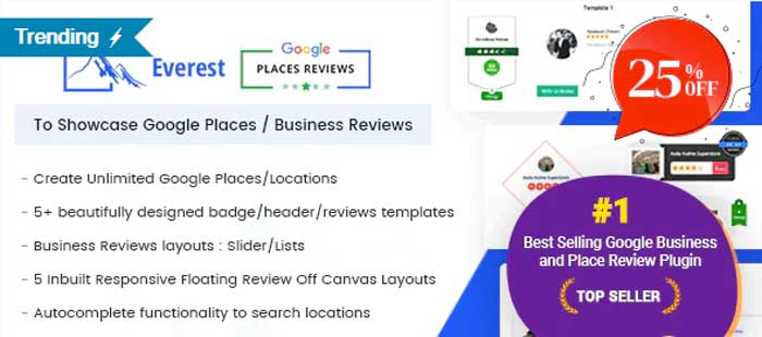 Download Free Everest Google Places Reviews - Best WordPress Plugin To Showcase Google Places / Business Reviews