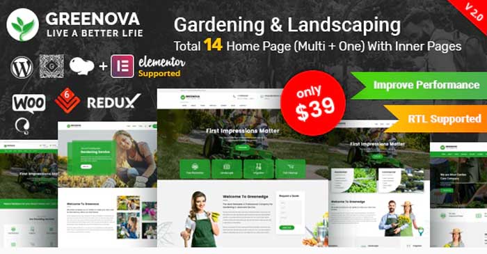  Greenova - Gardening & Landscaping WordPress Theme  free download 