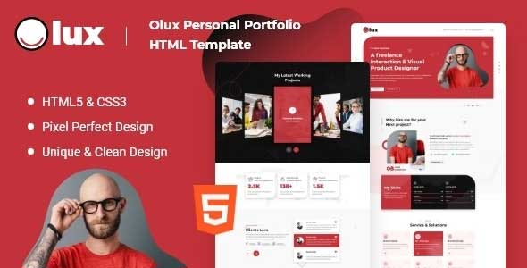 Olux v1.0 - Creative Personal CV/Resume Portfolio HTML Template