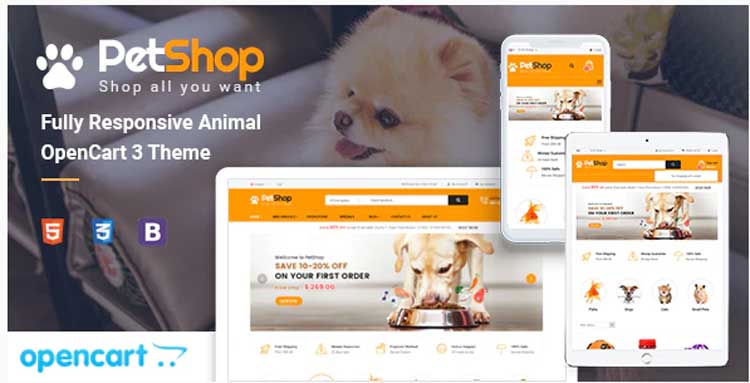 PetShop - Responsive Pet Store OpenCart 3 Theme free download