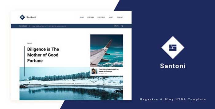 Download free Santoni - Blog and Magazine HTML Template