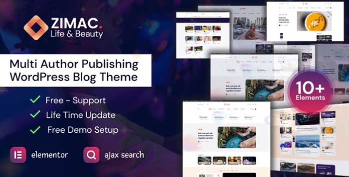 Download Free Zimac - Multi Author Publishing WordPress Theme