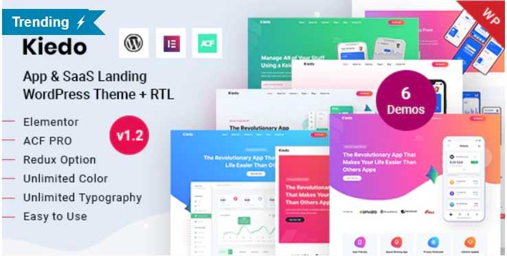  Kiedo - App & SaaS Landing WordPress Theme 
