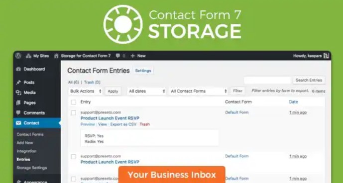 Storage for Contact Form CF7 WordPress Plugin