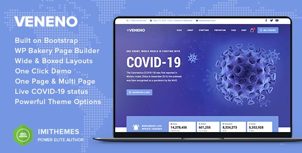 Veneno v1.8 - Coronavirus Information WordPress Theme