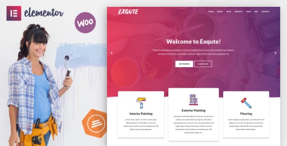 Exqute v1.8 - Painting Company WordPress Theme