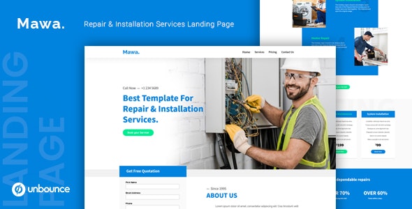 Mawa v1.0 - Repair and Installation Services Unbounce Template
