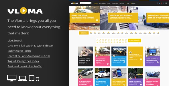 Vloma Grid v2.9 - A Responsive WordPress Video Blog Theme